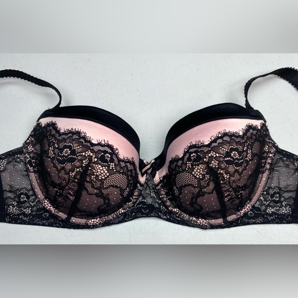 NWOT ti Voglio BLK/PNK  Gisella Lightly Lined Demi, 42C  *P1032